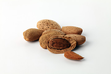 Image showing Almonds isolated on white background.