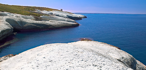 Image showing white chalk cliffs eroded coastline