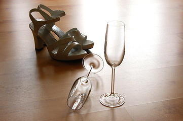 Image showing sexy high heel and champagne glass