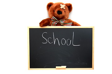 Image showing teddy and blackboard