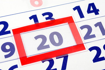 Image showing 20  calendar day