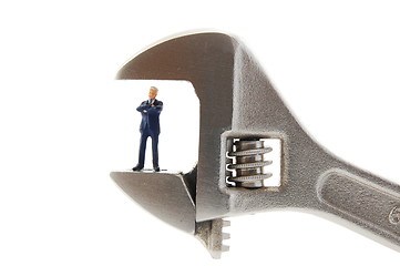 Image showing tiny business man in stress