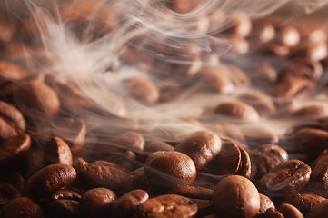 Image showing coffee beans with steam