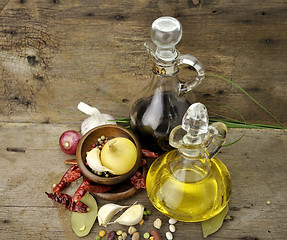 Image showing Cooking Oil Vinegar And Spices