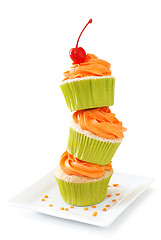 Image showing Stacked cupcakes