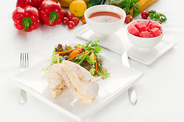 Image showing tuna and cheese sandwich with salad