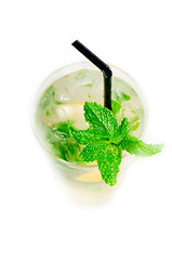 Image showing mojito caipirina cocktail with fresh mint leaves