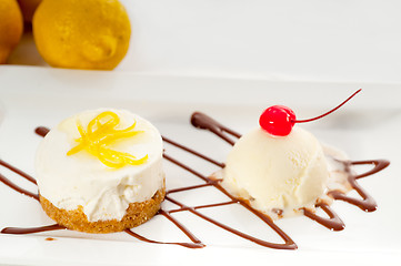 Image showing  lemon mousse served whith lemon peel on top