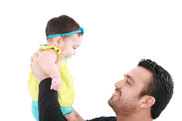 Image showing Baby and father are playing. The baby 8 month old. Isolated on a