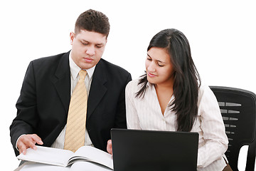 Image showing confident boss with secretary planning their work 