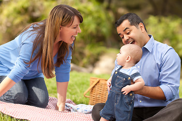 Image showing Happy Mixed Race Family Playing In The Park