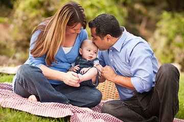 Image showing Happy Mixed Race Family Playing In The Park