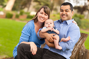 Image showing Happy Mixed Race Family Posing for A Portrait