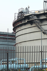 Image showing gas tanks in the industrial estate, suspension energy for transp