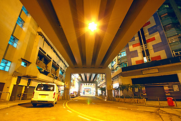 Image showing traffic downtown area at night, hongkong