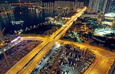 Image showing traffic in modern city at night