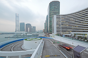 Image showing curve slip road into the car park 