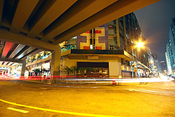 Image showing traffic downtown area at night, hongkong