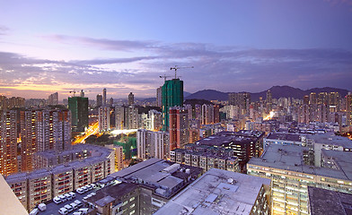 Image showing sunset in downtown area, hong kong