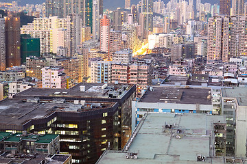 Image showing hongkong urban area in sunset moment