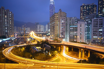 Image showing traffic bridge at night