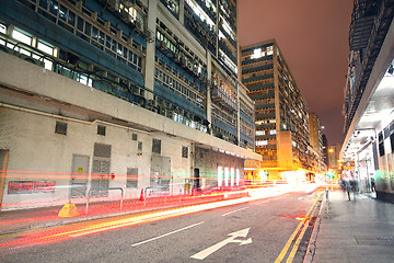 Image showing traffic downtown area at night, hongkong