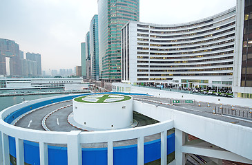 Image showing curve slip road into the car park 