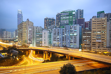 Image showing traffic bridge at night