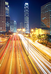 Image showing traffic in downtown in hong kong at night