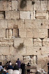 Image showing Praying near western wall