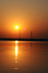 Image showing Sunset at riverside