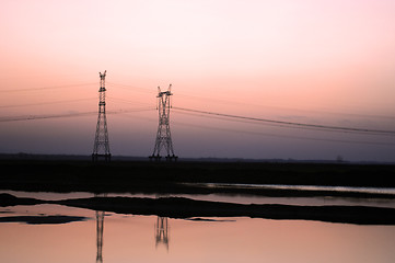 Image showing Sunset at riverside