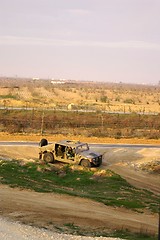 Image showing Israel army jeep near gaza border