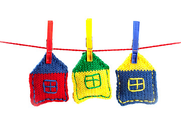 Image showing knitted colorful houses