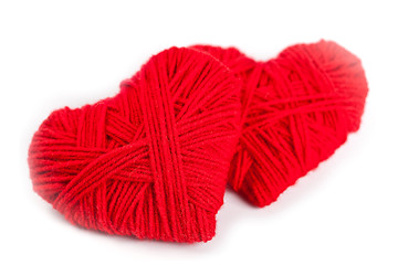 Image showing two red thread hearts