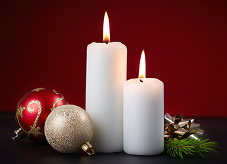 Image showing burning christmas candles