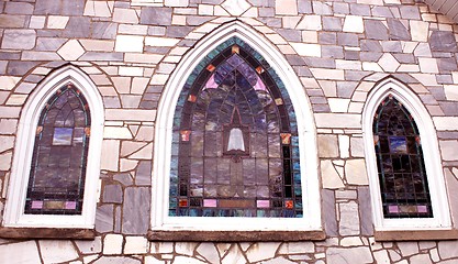 Image showing Three beautiful church windows