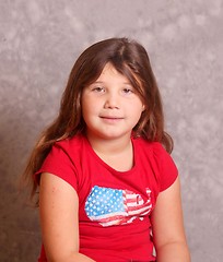 Image showing Portrait of little girl in red shirt