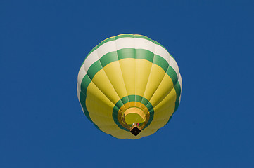 Image showing Hot-air balloon airborne, shot from beneath