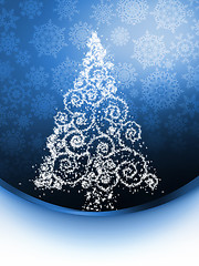 Image showing Christmas tree illustration on golden. EPS 8