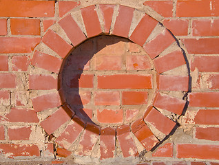 Image showing Brick wall round circle details backdrop.