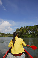 Image showing Woman in Canoe