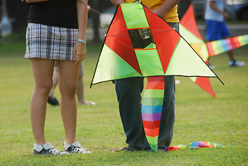 Image showing Teens and Kite