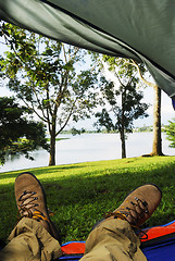 Image showing Man in Tent