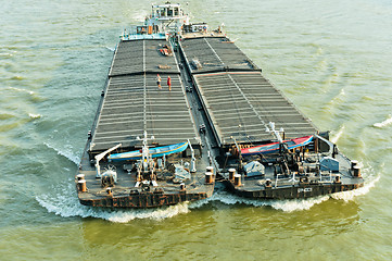 Image showing A large oil tanker on the sea