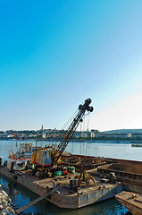 Image showing Industrial boat on the shore