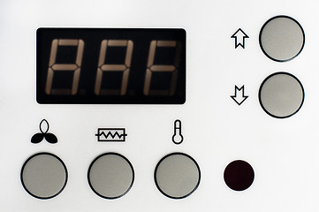 Image showing Closeup of a thermostat with big buttons and display