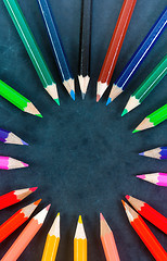 Image showing Colorful pencils in a circle