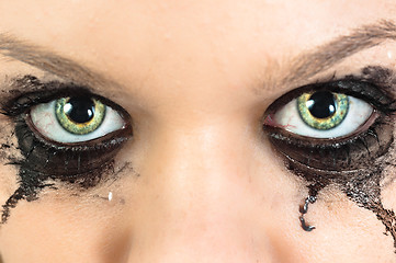 Image showing Eyes of a woman with tears