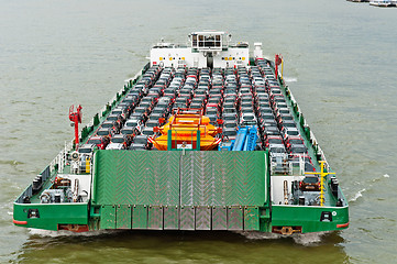 Image showing Tanker with a lot of cars carried to the market